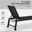 Chaise Lounge Chair Black With Wheels Adjustable Backrest Breathable For Sunbathing Patio