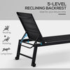 Chaise Lounge Chair Black With Wheels Adjustable Backrest Breathable For Sunbathing Patio