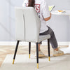 4 Light Gray Modern Dining Chairs With Stylish PU Patterned Backrest And Black Metal Legs For A Comfortable Home Experience In The Kitchen, Bedroom And Office.