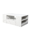 Modern Coffee Tables For Living Room, LED Coffee Table, Storage Coffee Table, Small Coffee Table, Wood Center Table With 2 Drawers And Open Side Shelf