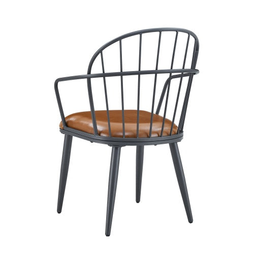 Indoor Upholstered Dining Chair With Metal Legs Set Of 2,Brown