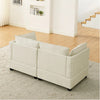 Modern Chenille Comfy Upholstered 2-Seat Sofa With 2 Lumbar Pillow, Deep Seat Sofa Sleeper For Living Room, Apartment, Office, Studio Beige White, 2-Seat