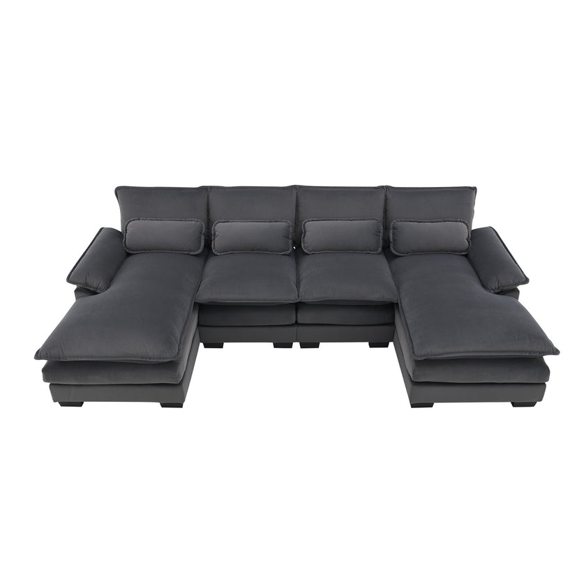 New Modern U-shaped Sectional Sofa, 6-Seat With Waist Pillows 109.8 55.9
