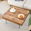 Natural Style Square MDF Coffee Table  31.5x31.5 With Tempered Glass Legs.Density Board Sticker,Reinforced Glass