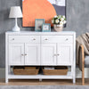 Modern White Buffet, Metal Hinges & Round Handles, Dining Room Storage