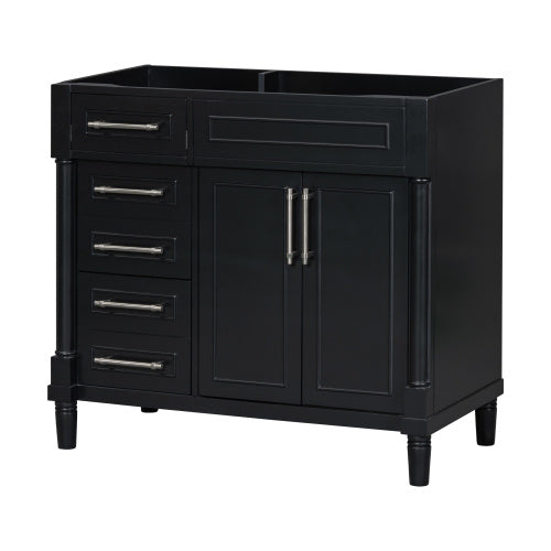 36'' Bathroom Vanity Without Sink, Freestanding Bathroom Storage Cabinet With 2 Drawers And A Tip-out Drawer, Solid Wood Frame Vanity Only, Height Adjustable Shelf