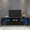 Modern Black TV Stand, 20 Colors LED TV Stand W Remote Control Lights
