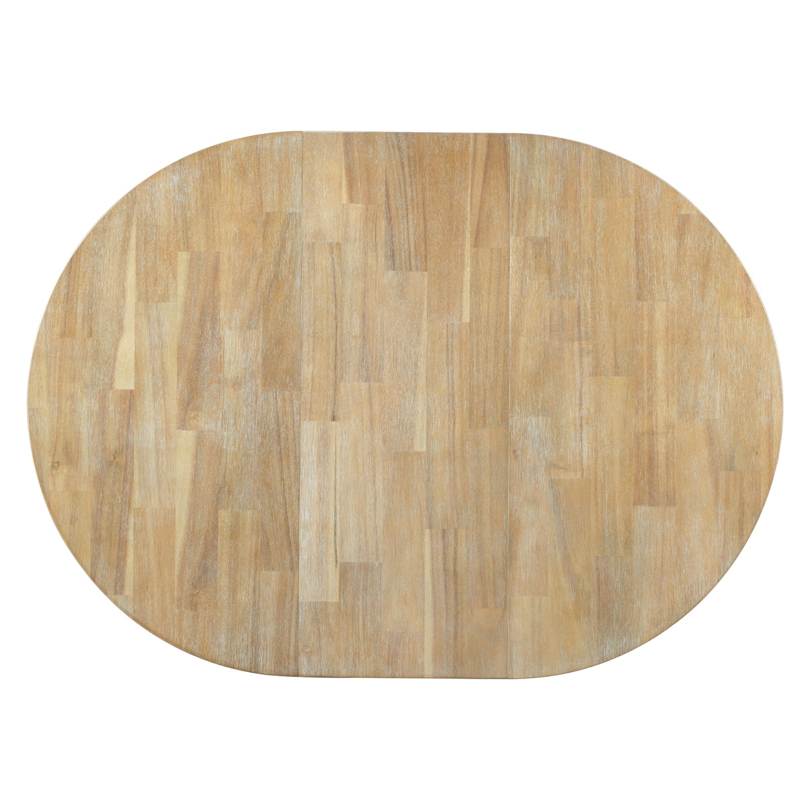 TREXM Farmhouse Extendable Round Dining Table With 16 Leaf Natural Wood