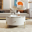 Modern Round Coffee Table With 2 Large Drawers Storage Accent Table  31.5