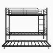 Twin Bunk Bed With Trundle Metal Bunkbeds With Ladder And Full-Length Guardrail, Noise Free, No Box Spring Needed, Black