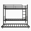 Twin Bunk Bed With Trundle Metal Bunkbeds With Ladder And Full-Length Guardrail, Noise Free, No Box Spring Needed, Black