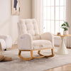 LY-5104 Caramel Accent Rocking Chair With Footrest High Back Rubber Wood Rocking Legs Bedroom Living Space 26.77D X 38.36W X 39.76H Inch