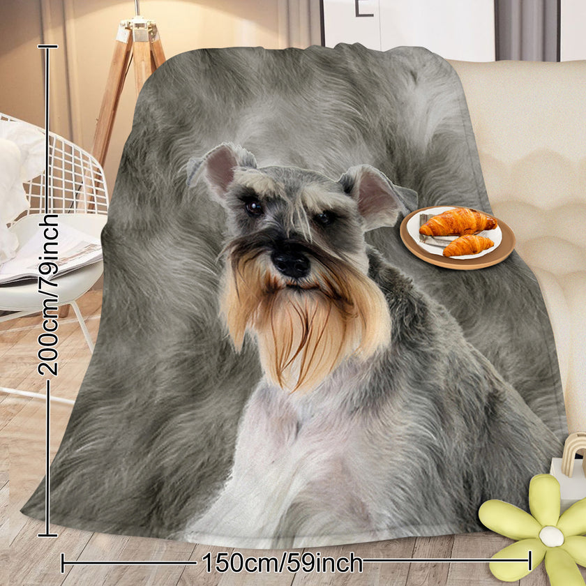 Schnauzer Flannel Blankets Cozy Blanket Super Soft Cozy Warm Puppy Dog Throw Blanket For Couch Chair Bed Sofa Office Cute Schnauzer Gifts 75x100cm