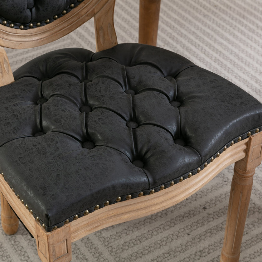 French Style Solid Wood Frame Antique Painting, PU Artificial Leather Decoration