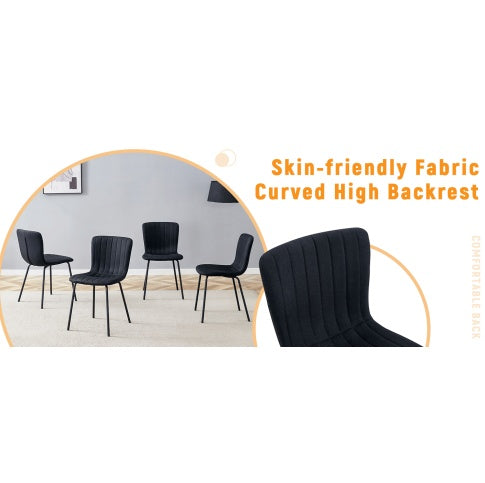 Luxury Minimalist Chairs - A Set Of 4 High Quality Dining Chairs With Black Metal Legs. The Integral Metal Leg Structure Is Suitable For Various Interior Decoration Styles.