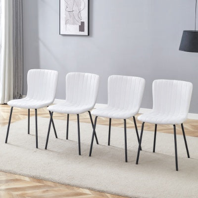 Luxury Minimalist Chairs - A Set Of 4 High Quality Dining Chairs With Black Metal Legs. The Integral Metal Leg Structure Is Suitable For Various Interior Decoration Styles.