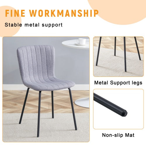 Luxury Minimalist Chairs - A Set Of 4 High Quality Dining Chairs With Black Metal Legs. The Integral Metal Leg Structure Is Suitable For Various Interior Decoration Styles.