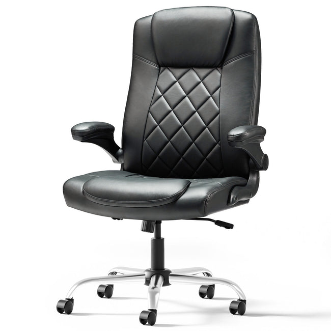 Leather Executive Office Chair With Arm & Rocking Function
