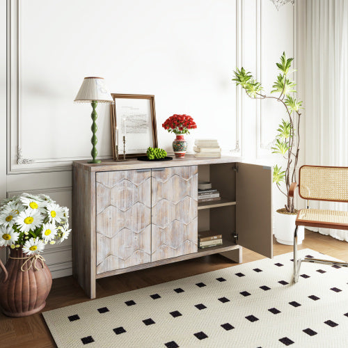 Farmhouse Style 3-door Wooden Cabinet