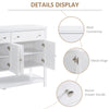 Modern White Buffet, Metal Hinges & Round Handles, Dining Room Storage