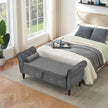 63.38Velvet Multifunctional Storage Rectangular Ottoman Bench Comes With Crystal Buckle Solid Wood Legs With 1 Pillow