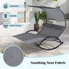 Outdoor Dual Rocker Sunbed 2-Person Canopied Patio Lounger With Detachable Headrests