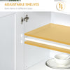 Modern Kitchen Pantry Cabinet Storage With With 4 Doors, Drawer And 3 Adjustable Shelves For Dining Room, White