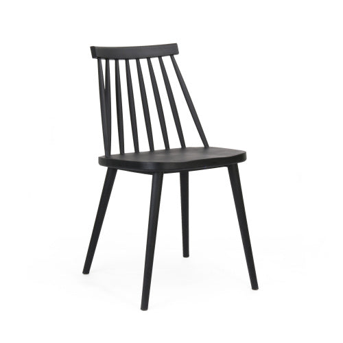 Farmhouse Spindle Back Dining Chairs, Set Of 2, Black