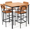 5 Pieces Industrial Dining Table Set With Counter Height Table And 4 Bar Stools