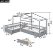 Twin Size House Platform Bed With Three Storage Drawers,Gray