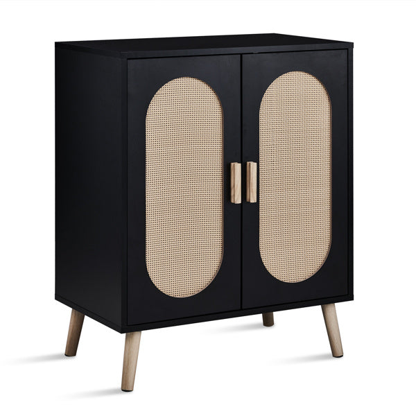 2-door Standing Cabinet Type With High Foot Oval Rattan Shoe Cabinet