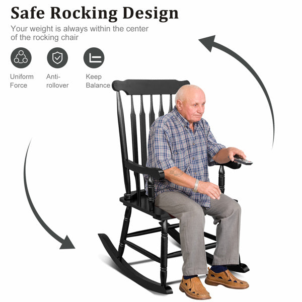 Black Poplar Windsor Wood Rocking Chair