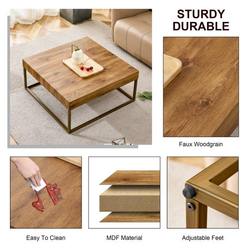 Modern Rectangular Coffee Table, Dining Table. MDF Desktop With Metal Legs. Suitable For Restaurants And Living Rooms. The Size  31.5x31.5x14.37