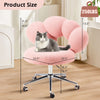 Armless Desk Chair Teddy Fabric Vanity Chair With Wheel