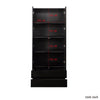 Display Cabinet With Glass Doors, Curio Storage Cabinet With 2-Drawer, Bookcase With LED Lights, Black