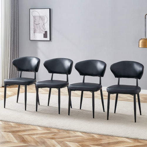 Black Minimalist Ergonomic Dining Chair, With A Curved Backrest For Comfortable Design,Unlocking A Comfortable And Minimalist New Sitting Posture. A Pack Of 4.Available In Black And White.