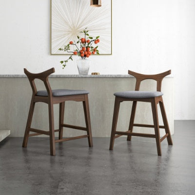 Hester Solid Wood Upholstered Square Bar Chair  Set Of 2