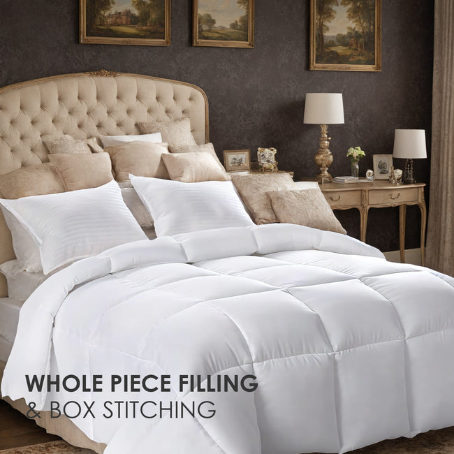All-polyester Brushed Single Quilt Core Lattice Quilting With Microfiber Filling,  Suitable For All Seasons, Down Quilt Alternative, Breathable And Warm,  White Plaid, OKO-100 Certified, CPC Childre