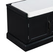 TREXM Storage Bench With Drawers, Cabinets & Removable Cushion For Living Room