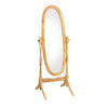 59.25  Tall Standing Wooden Floor Mirror With Natural Finish, Oval Shape