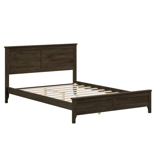 Modern Solid Wood Full Size Platform Bed With Sturdy Wooden Slats Support,No Box Spring Needed, Espresso