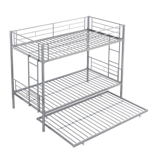METAL BUNK BED WITH TRUNDLE SILVER