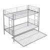 METAL BUNK BED WITH TRUNDLE SILVER