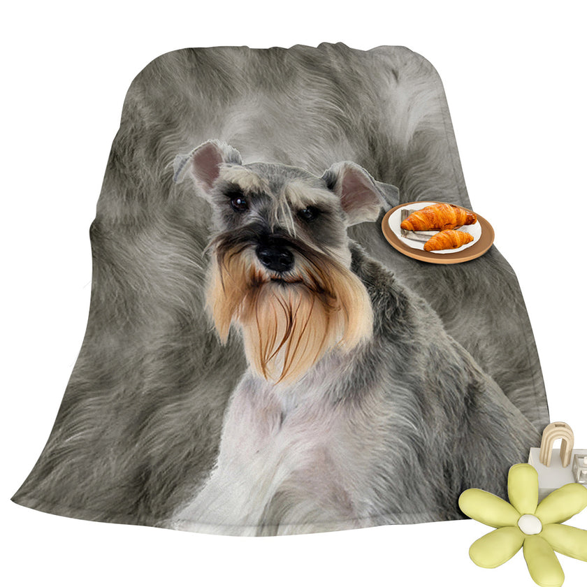 Schnauzer Flannel Blankets Cozy Blanket Super Soft Cozy Warm Puppy Dog Throw Blanket For Couch Chair Bed Sofa Office Cute Schnauzer Gifts 75x100cm