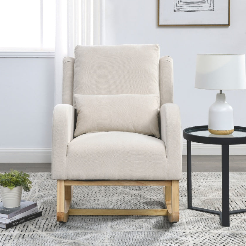 Welike 27.5W Modern Accent High Back Armchair Rocker With Lumbar Pi