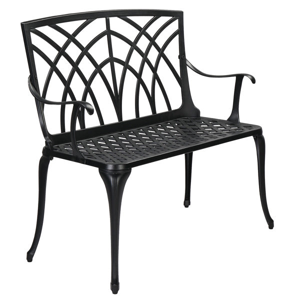 38 Inch Orchid Backrest Black Aluminum Bench