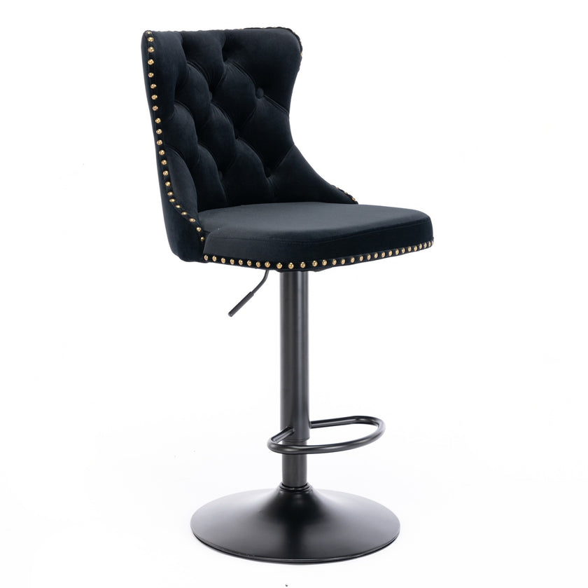 A A Swivel Velvet Barstools Adjustable Seat Height 25-33, Modern, 17.7  Base