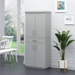 Modern Freestanding Kitchen Pantry Cabinet Cupboard With Doors And Drawer, Adjustable Shelving, Gray