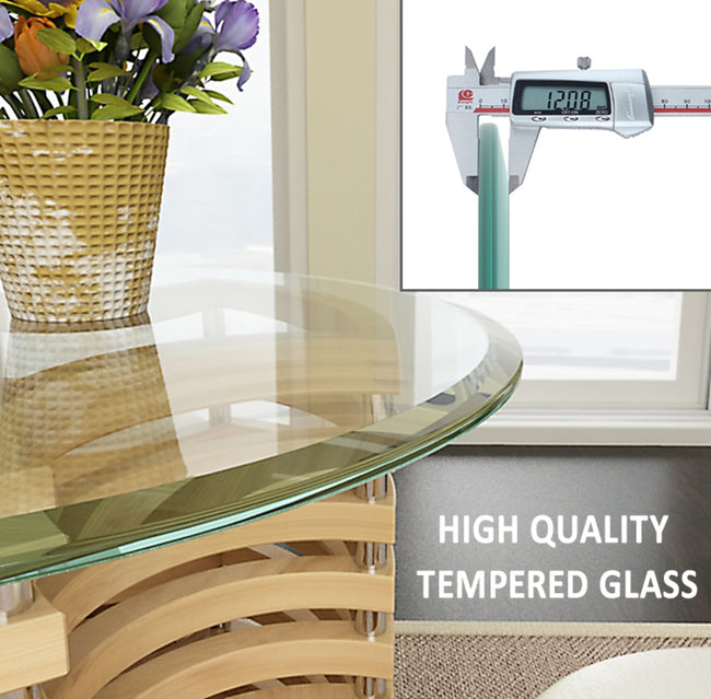 36 Round Tempered Glass Table Top 1 2  Thick Beveled Polished Edge