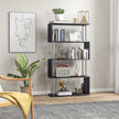 5-Tier Bookcase S-Shaped Wooden Storage Shelf Modern Decorative For Home And Office Black